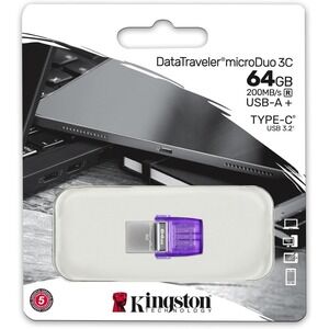 Kingston Technology DataTraveler MicroDuo 3C 64GB USB-C and USB-A Flash Drive